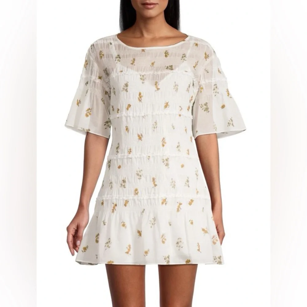 REBECCA TAYLOR Marigold Fleur Ines Smocked Dress w/ flower pattern, Size M, NWT - Picture 1 of 5